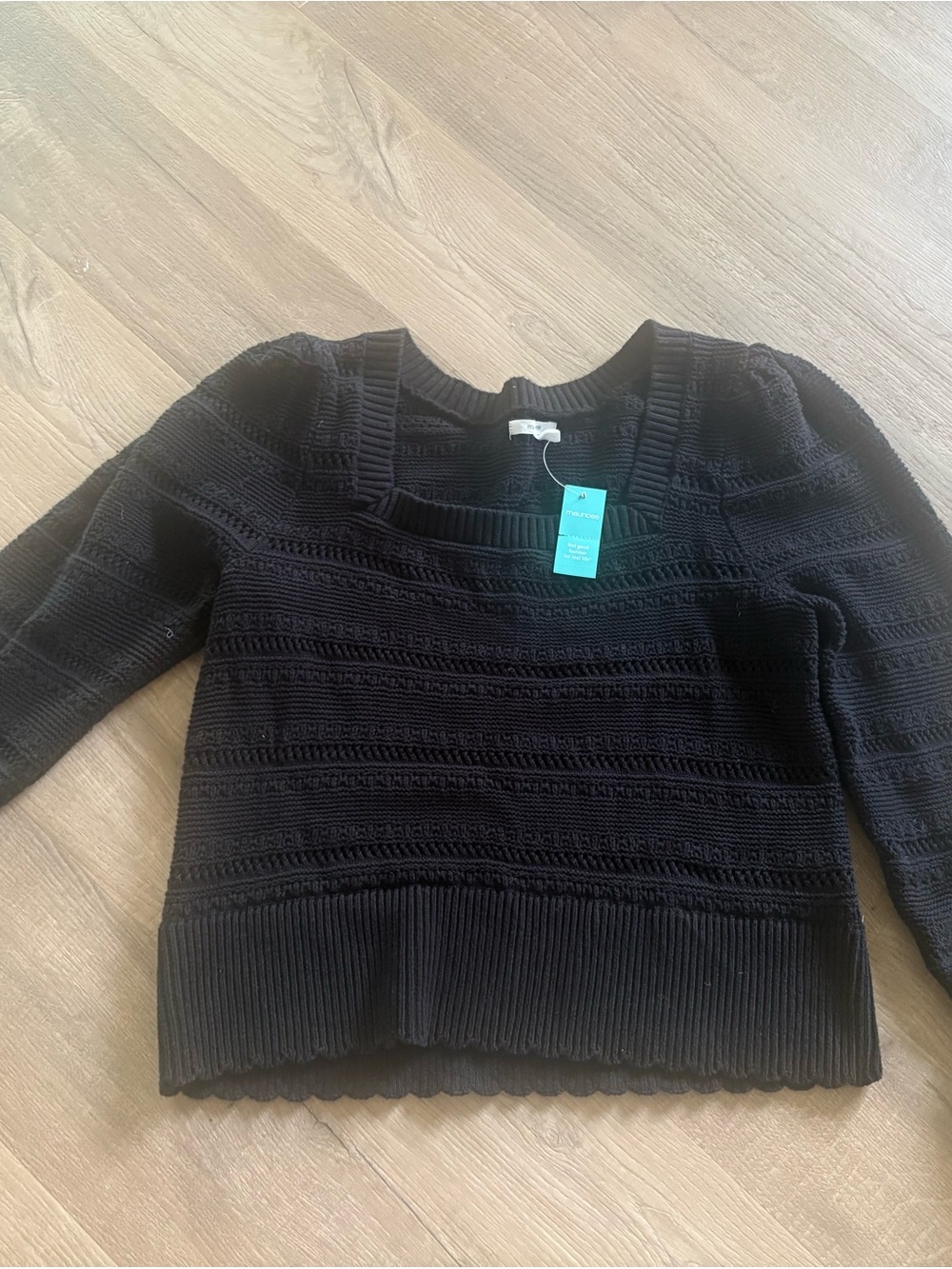 NWT Black Women's Knit Square-Neck Sweater